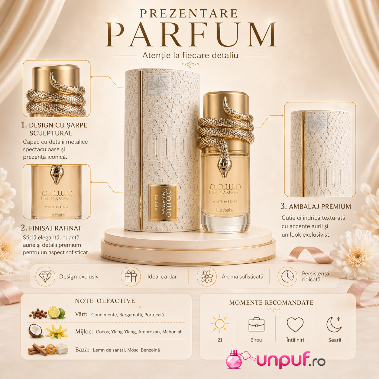 Prezentare Parfum Lattafa Musamam White Intense 100 ml Eau de Parfum